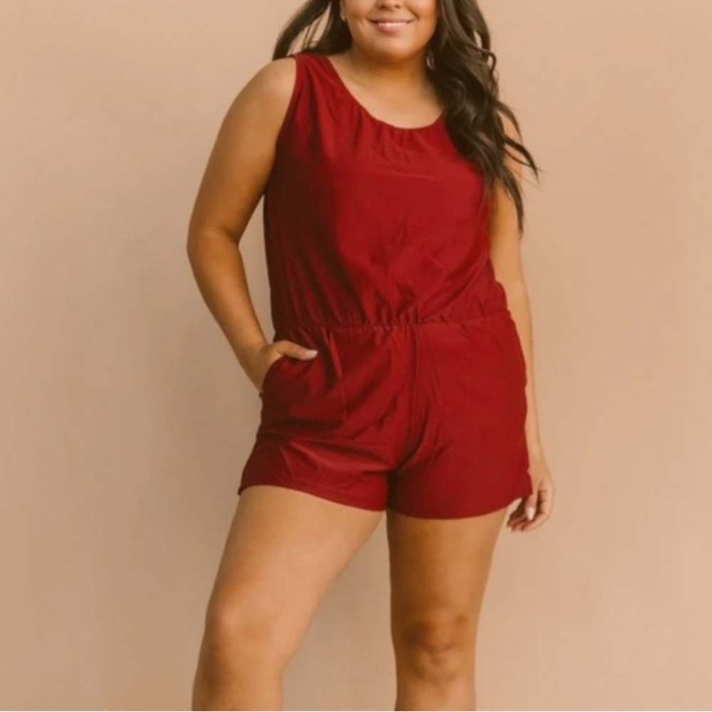 Honey Mark Sage Terra Cotta Swim Romper